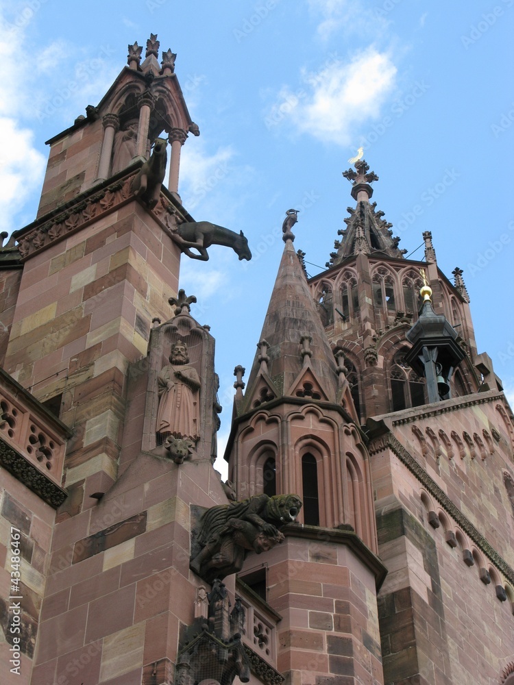 Cathédrale de Fribourg-en-Brisgau : clocher et gargouille