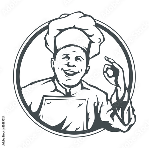 cook show ok in ring vector illustration isolated on white