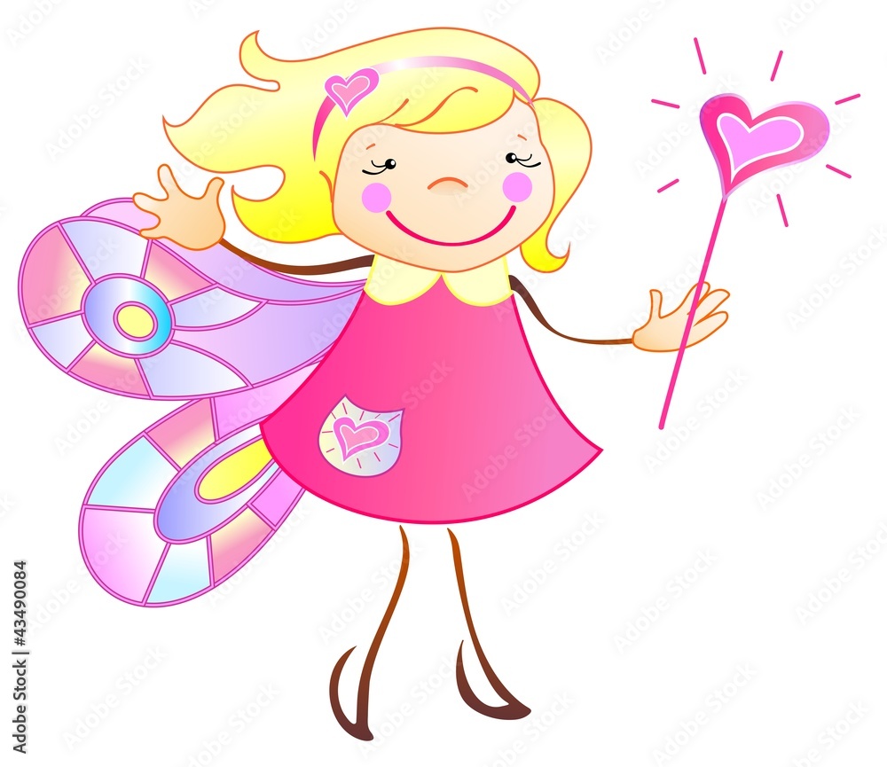The princess has the wings and magic wand The princess has the wings and magic wand
