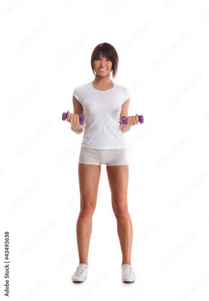A young and fit brunette woman doing a workout A young and fit brunette woman doing a workout