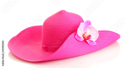Beautiful summer woman hat with flower isolated