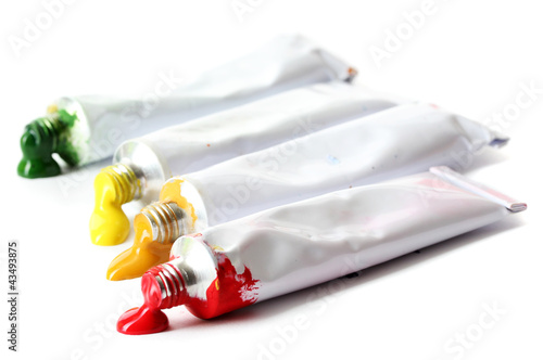 Принти на полотні Abstract acrylic paint in tubes isolated on white