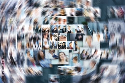 A blurred business collage with young business people