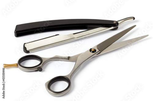 Hair scissors and razor blade