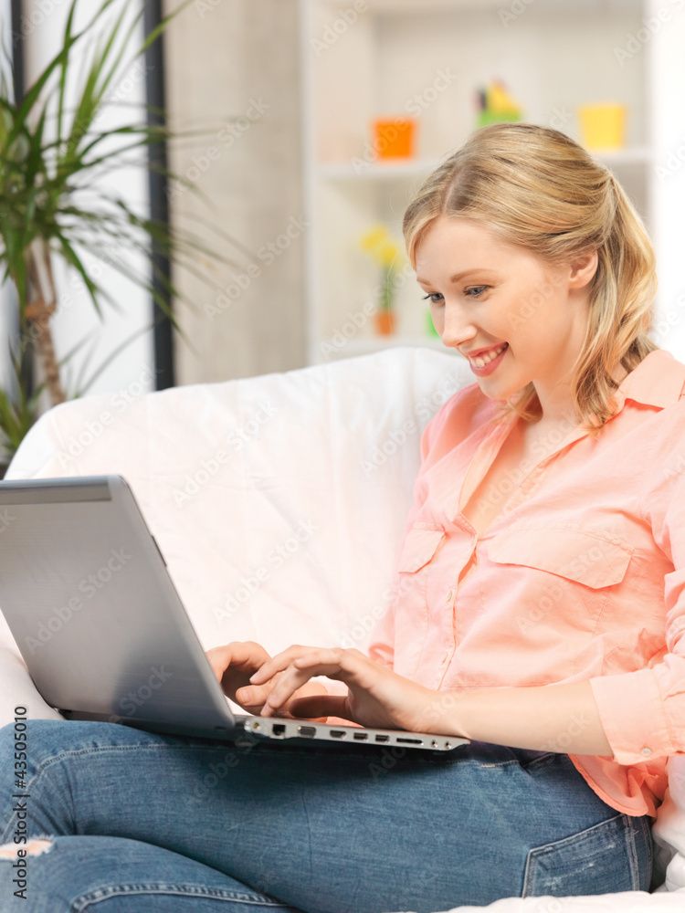 happy woman with laptop computer happy woman with laptop computer