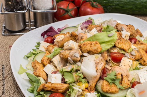 Chicken Salad on rustic background