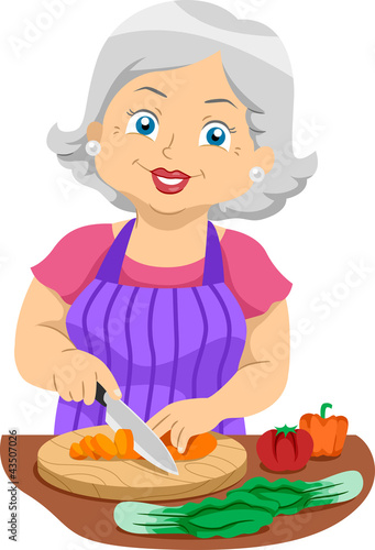 Senior Slicing Veggies