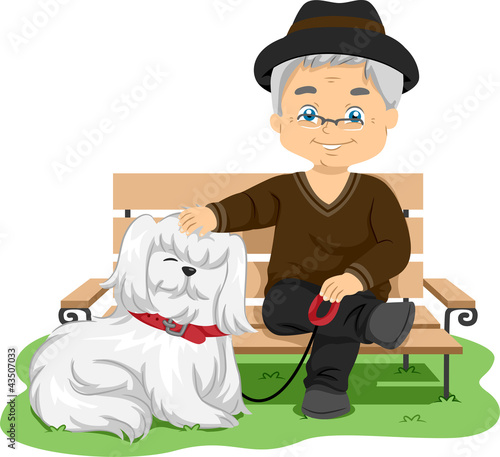 Senior Taking Dog for a Walk
