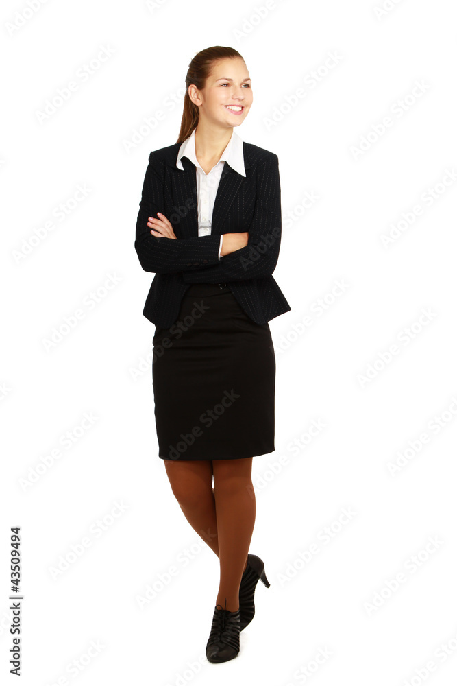 Full-body portrait business woman isolated on white background. Full-body portrait business woman isolated on white background.