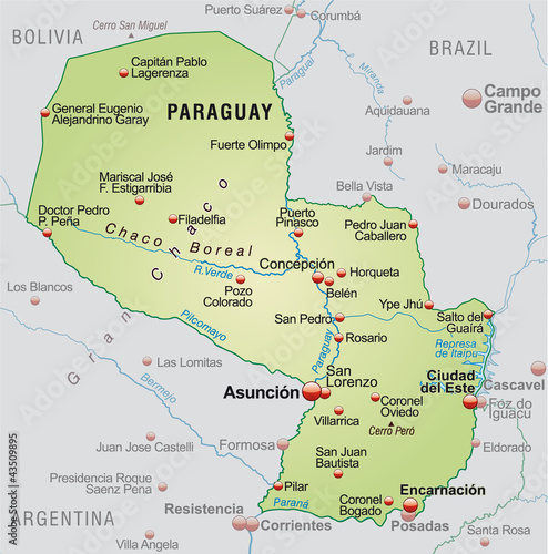 Übersichtskarte von Paraguay