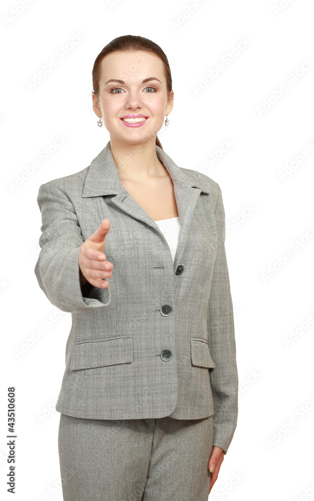 © shefkate - Portrait of a young attractive woman giving her hand