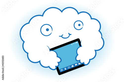 cloud hugs the tablet