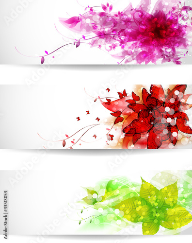 Set of three color vector background or card