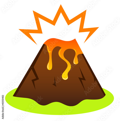 Explosing volcano with lava