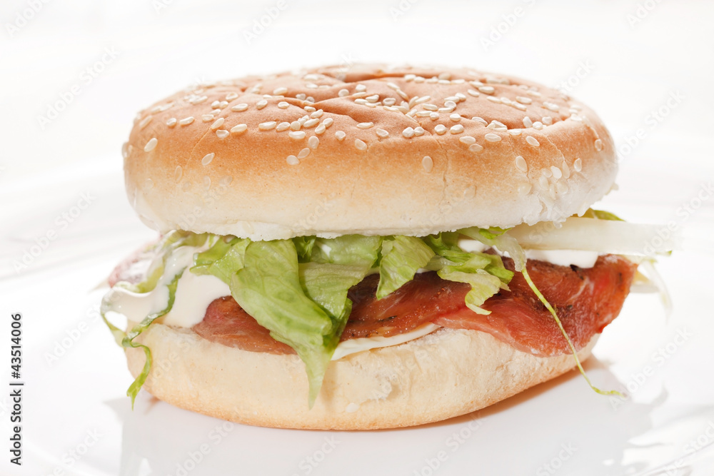 burger on the white burger on the white