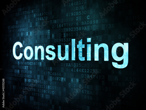 Business concept: pixelated words Consulting on digital screen photo