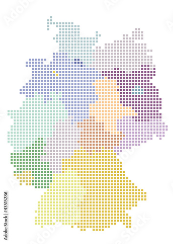 Deutschlandkarte mit Bundesländern mit quadratischem Raster
