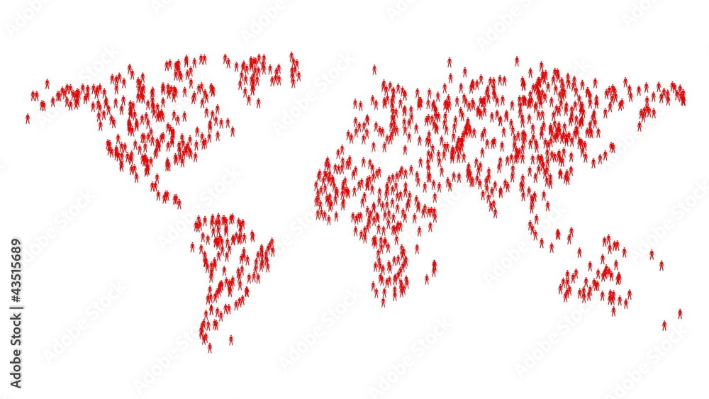 Map of the world made by appearing people. Map of the world made by appearing people.