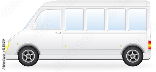 isolated minibus silhouette on white background
