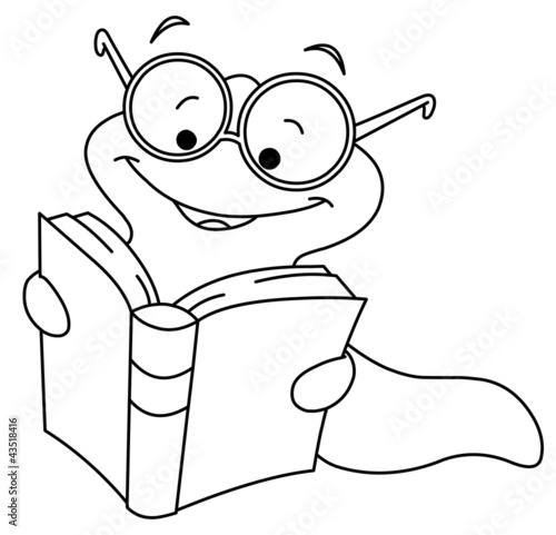 Outlined book worm