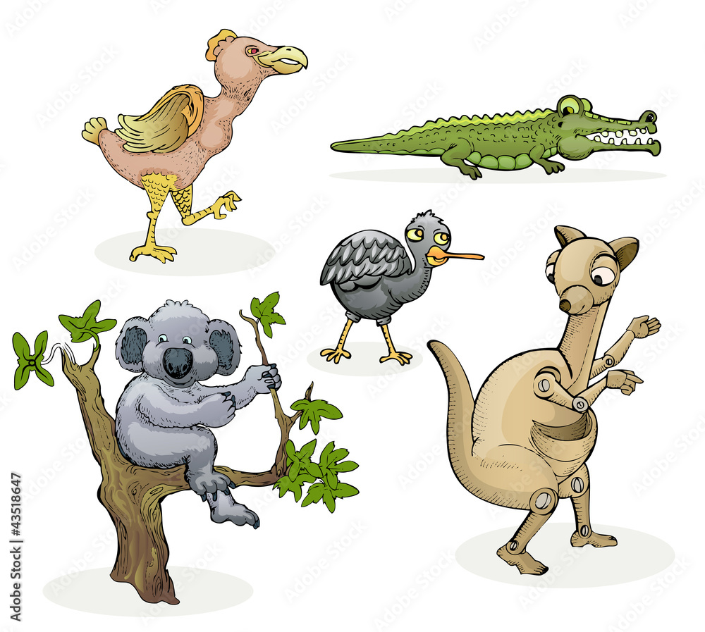 Fototapeta premium australian animals isolated on white