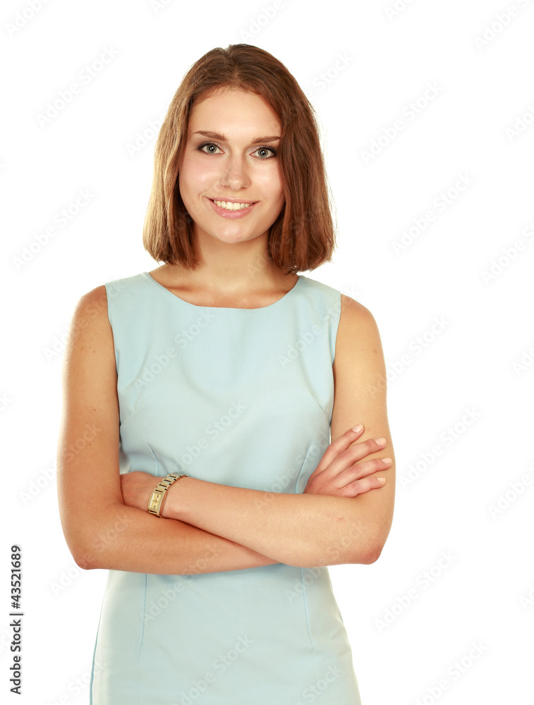 A portrait of a smiling young woman standing A portrait of a smiling young woman standing
