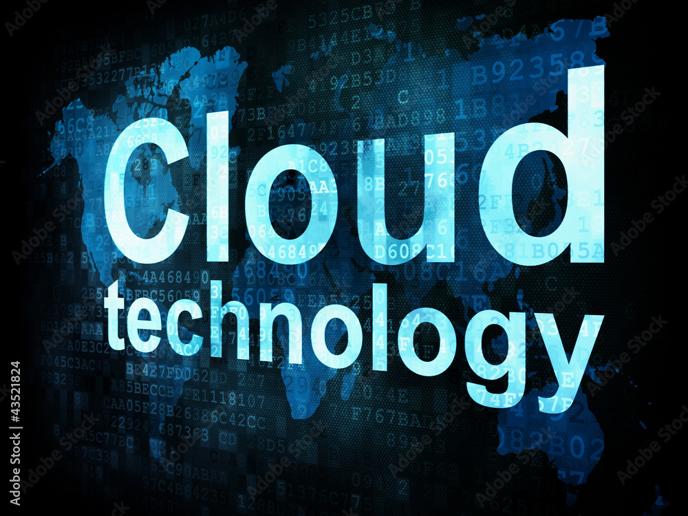 Information technology IT concept: pixelated words Cloud technol Information technology IT concept: pixelated words Cloud technol