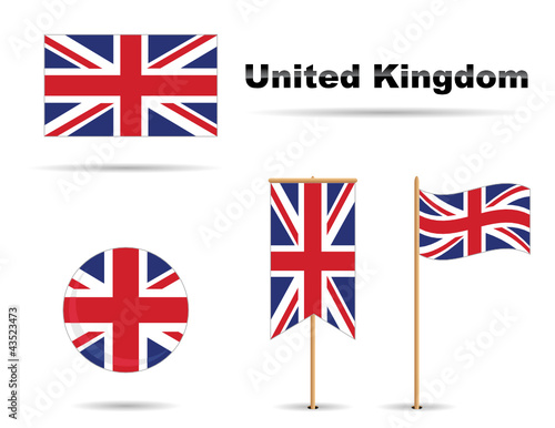 set of four united kingdom flags