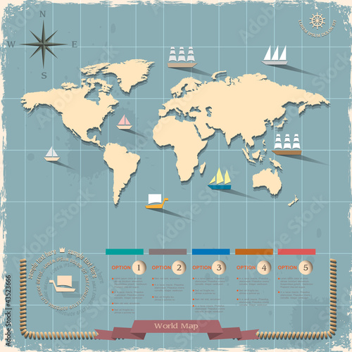 World map in retro style design