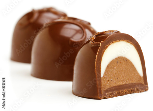 Chocolate sweets isolated on a white background.