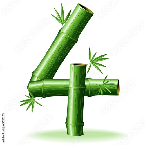 Bambù Numero 4-Bamboo Logo Sign Number 4-Vector