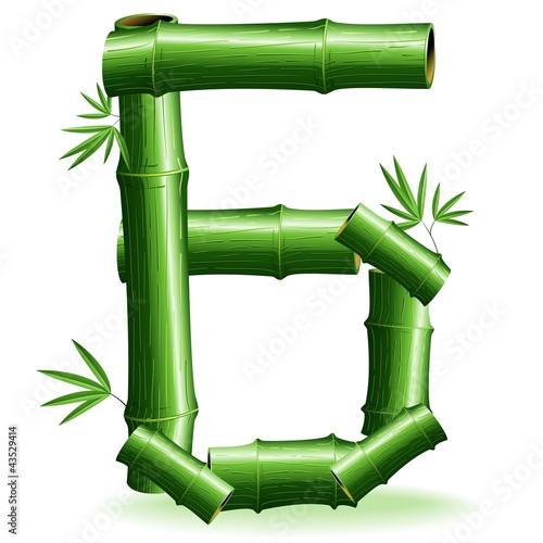 Bambù Numero 6-Bamboo Logo Sign Number 6-Vector
