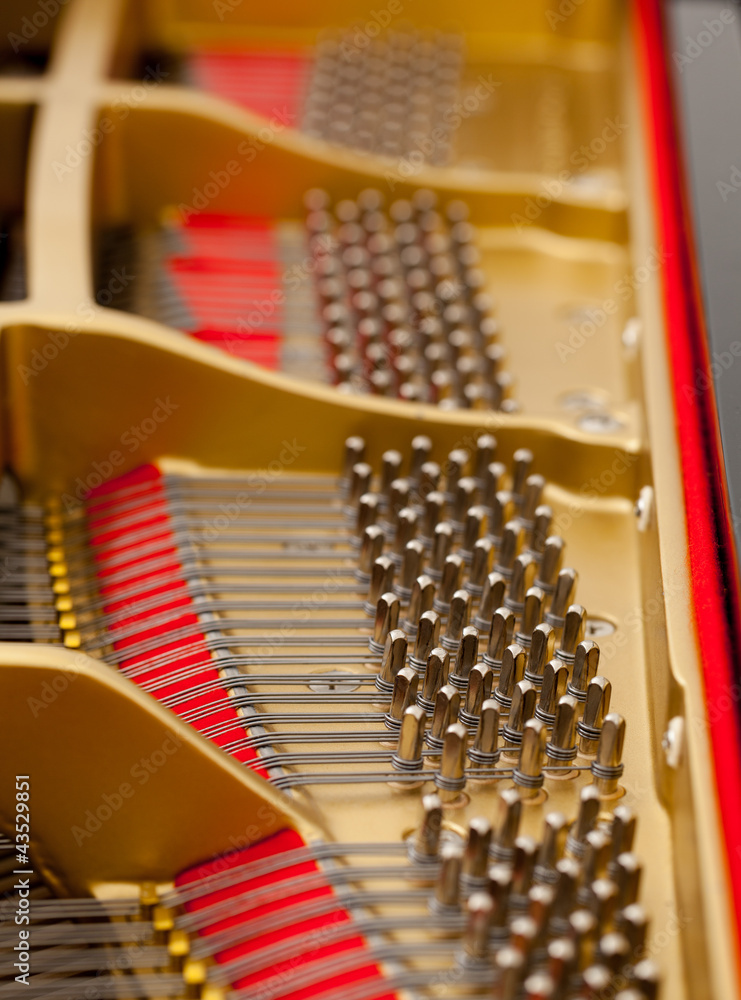 Interior of grand piano with strings Interior of grand piano with strings