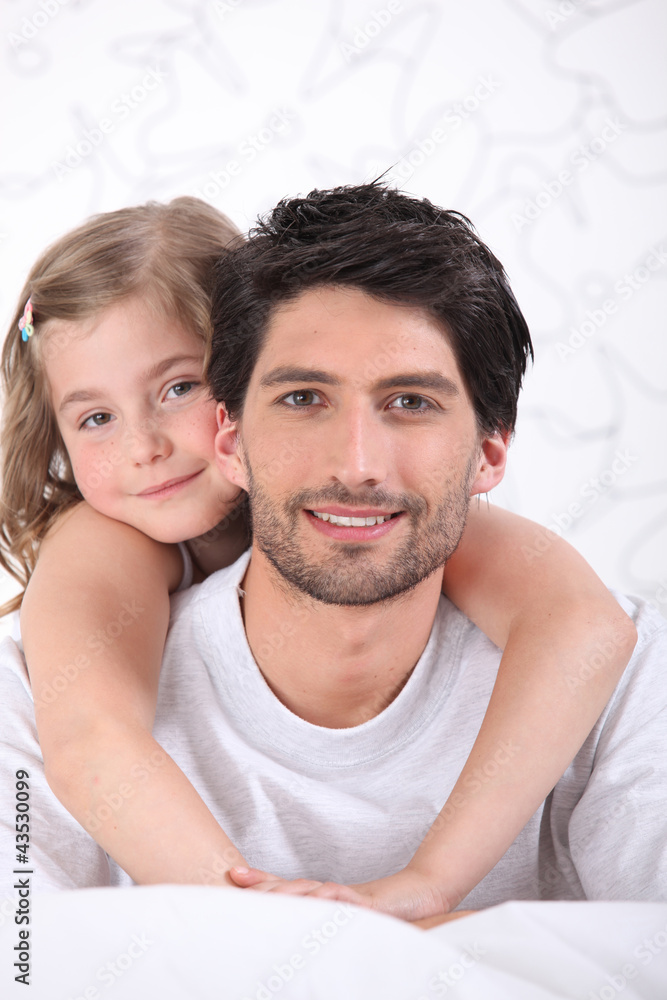 Girl hugging father Girl hugging father