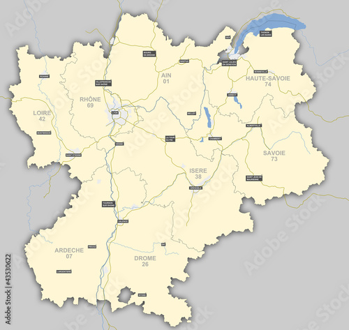 Carte de la région Rhône-Alpes