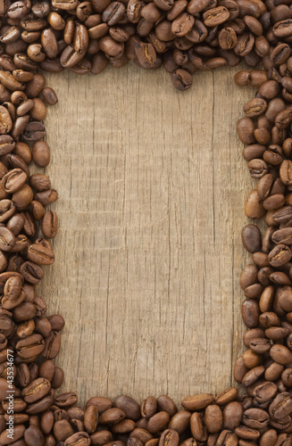 coffee beans on wood background