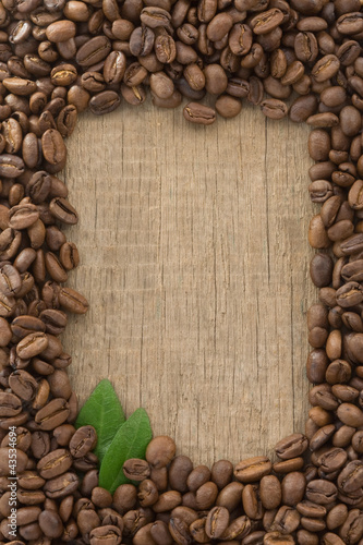 coffee beans on wood background