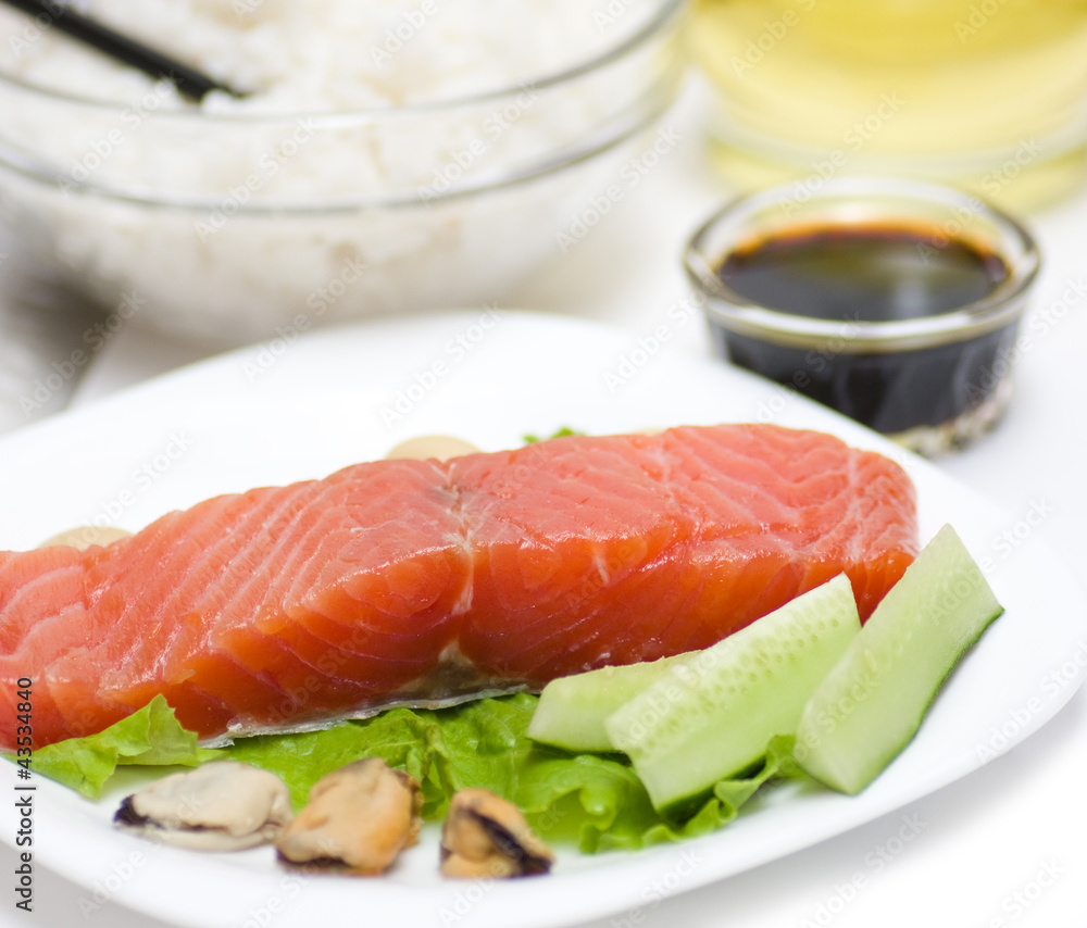 Traditional Japanese food Sushi. Ingredients for Japanese food Traditional Japanese food Sushi. Ingredients for Japanese food