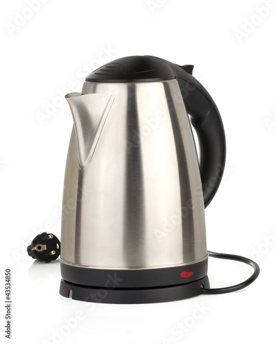 stainless electric kettle isolated on white photo