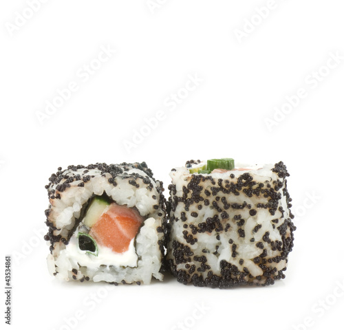 Traditional Japanese food Sushi on white background