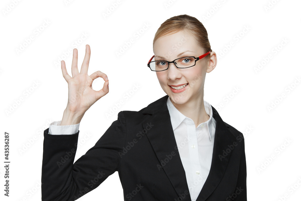 Caucasian woman to make a finger Caucasian woman to make a finger