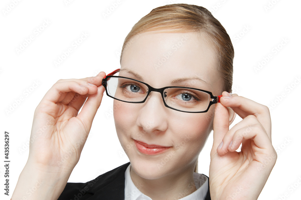 Caucasian woman to wear glasses