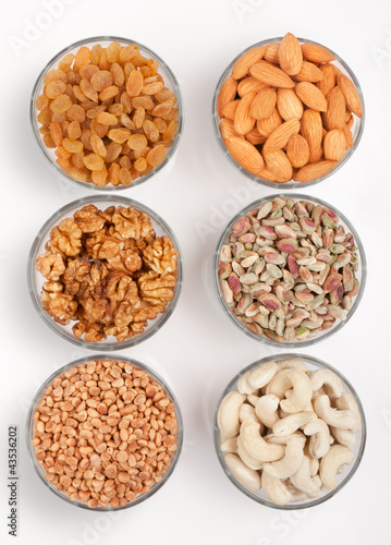 Mixed dry fruits in glas bowl