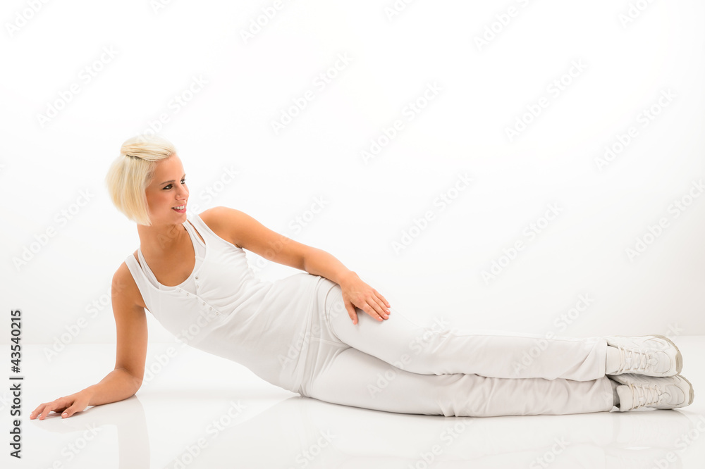 Fitness woman stretch body at Pilates exercise. Fitness woman stretch body at Pilates exercise.