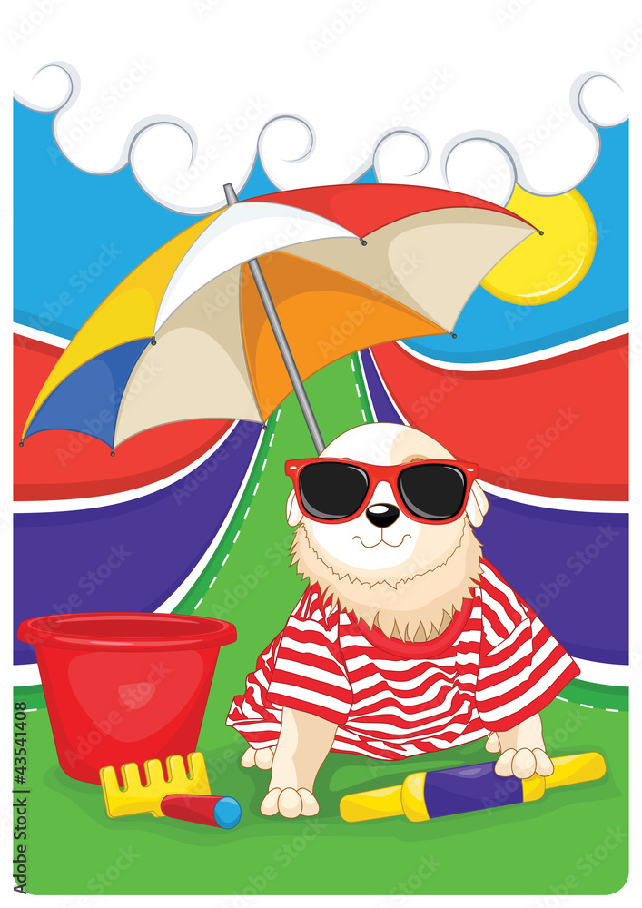 Naklejka premium Doggy with colorful background