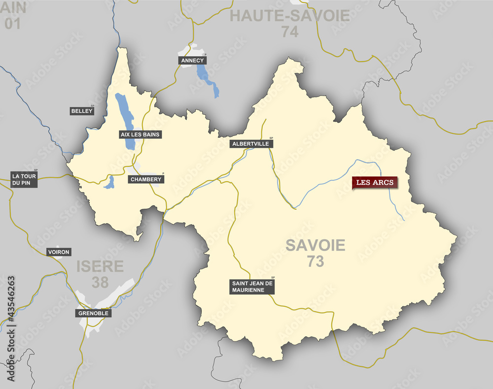 Obraz premium Carte et situation de les Arcs