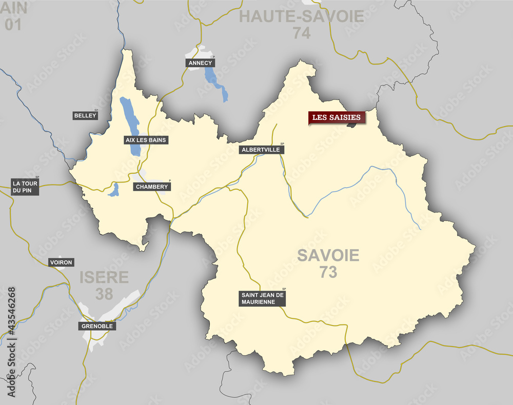 Fototapeta premium Carte et situation de les Saisies