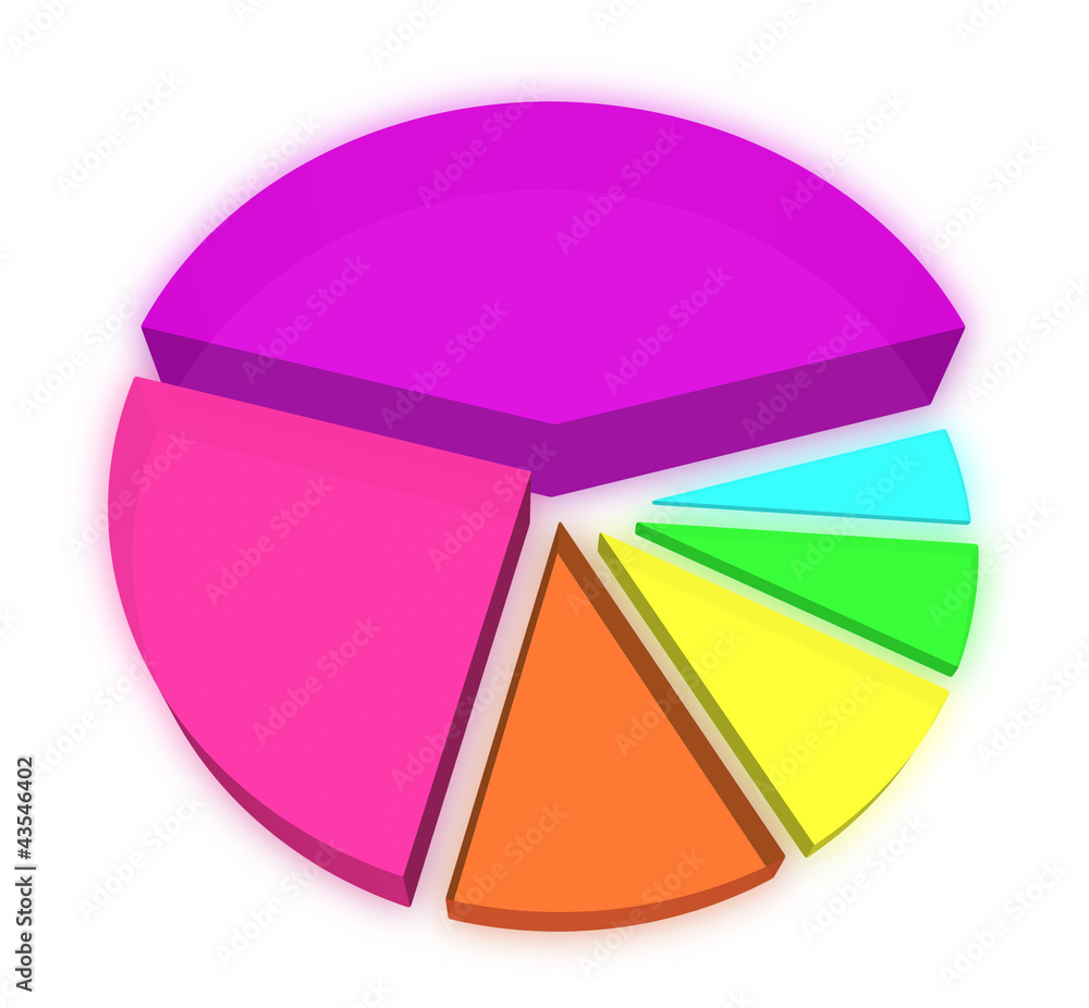 Obraz premium 3d pie graph with different colored segments