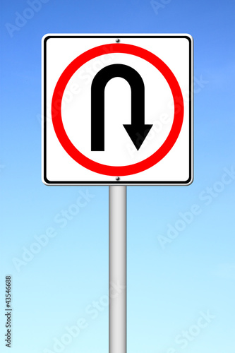 Turn back road sign