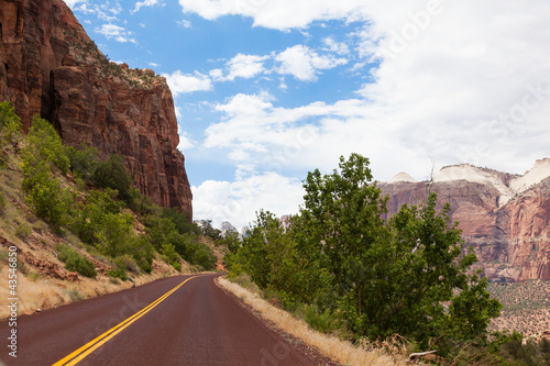 Road through Zion national park in Utah